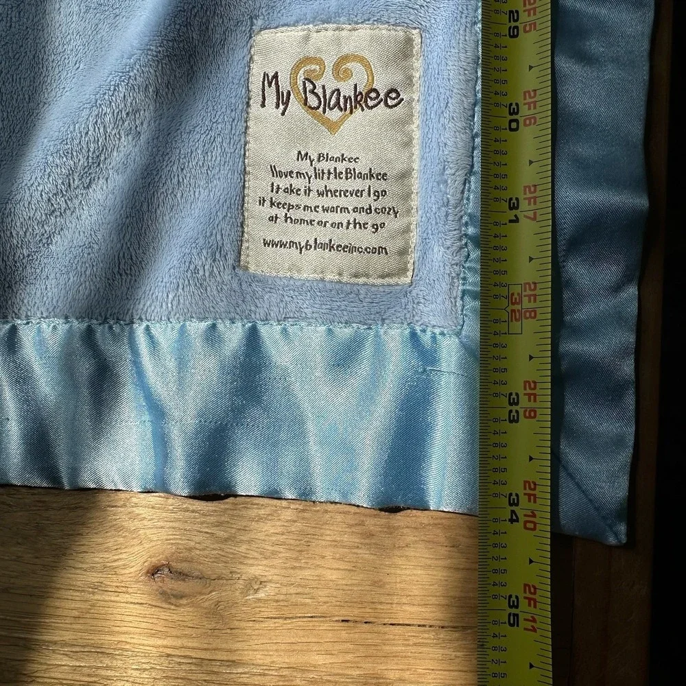 VTG My Blankee Light Blue Soft Baby Blanket with Satin Trim Made In USA 34 X 29